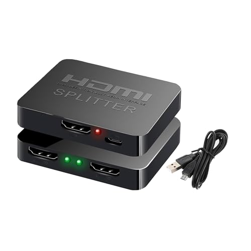 UIGOCLE Replacement HDMI Splitter 1-in-2 Output, Supports Copying 1 Source to 2 Monitors Simultaneously，4K Dual HDMI Adapter Extender for 2 Monitors