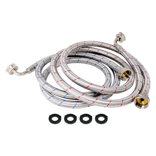 Washing Machine Hose - 2 Pack - 3/4” MIP Connectors - Universally Compatible Burst Proof Water Inlet Supply Lines (Style-2)