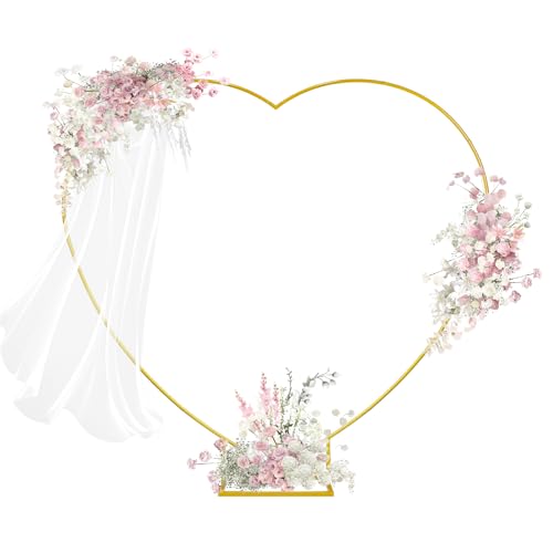 Kit per arco di palloncini a forma di cuore, arco nuziale in metallo, 2,6 m kit per arco di palloncini a forma di cuore arco dorato piante da giardino per decorazioni di sfondo foto di matrimonio