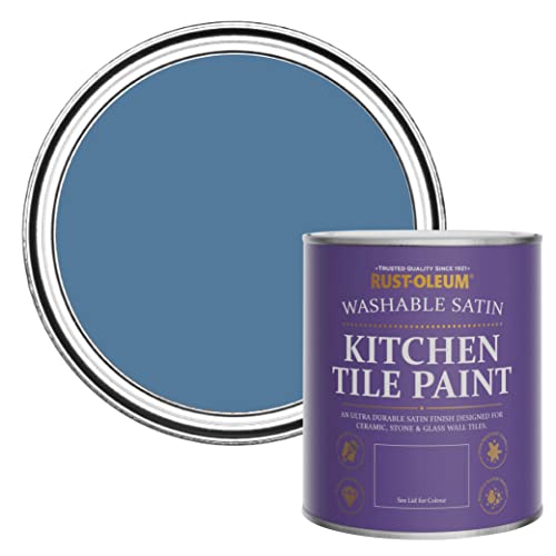 Rust-Oleum Blue water resistant Kitchen Tile Paint in Satin Finish - Blue Silk 750ml