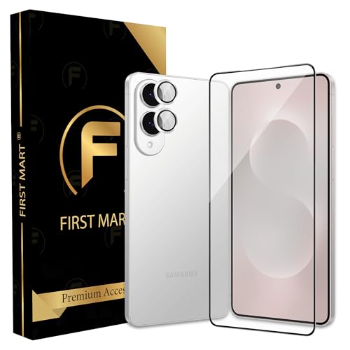 Image of FIRST MART Tempered Glass for Samsung Galaxy S25 Edge 5G with Silver Camera Ring Guard & Installation Kit | HD Clear Edge-to-Edge Screen Protector, Scratch Resistant, Case-Friendly | Pack of 1