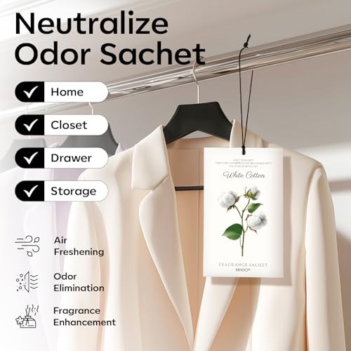 Image of MYARO 12 Packs Scent Sachets for Closet Clothes Storage - White Cotton Fragrance Long Lasting Home Air Freshener Odor Deodorizer