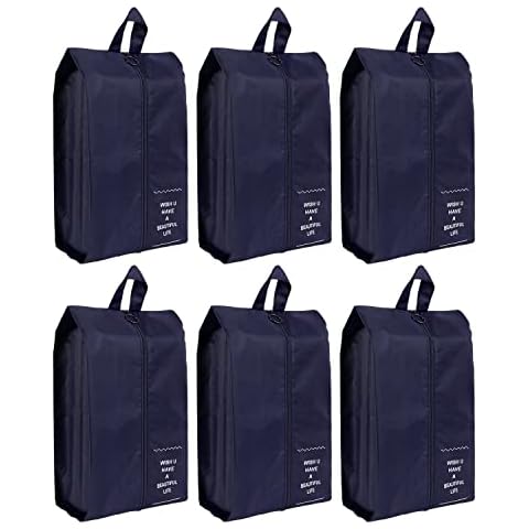 6PCS Travel Shoe Bag - SERAPHY Waterproof Double-Sided Twill Polyester with Zipper Shoe Storage Bag for Women and Men, Navy Cover