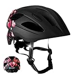 Casco de Bicicleta Infantil corazón Negro | Casco de Bicicleta para niños de 6 a 12 años para Bicicletas, patinetas, Bicicletas de montaña, Patines, con Almohadillas extraíbles y tamaño Ajustable |