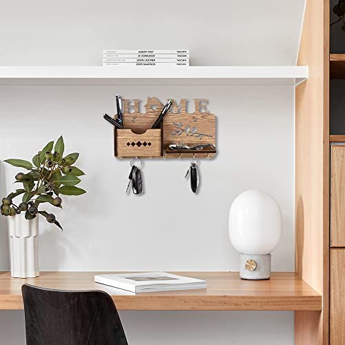 Image of Sehaz Artworks Mobile Holder for Wall | Key Holder for Home Decor Stylish | Wooden Key Stand | Key Hanger | Key Chain Holders for Wall (7 Hooks, MDF Beige)