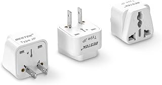 BESTEK Japan Travel Plug Adapter, Grounded Universal Type A Plug Adapter JP to US Adapter - Ultra Compact for US, Japan, China Phones, Laptops, Camera Chargers and More, 3 Pack