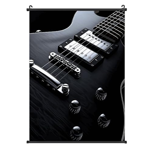 Impression sur toile guitare noire 40x61 cm avec crochet amovible