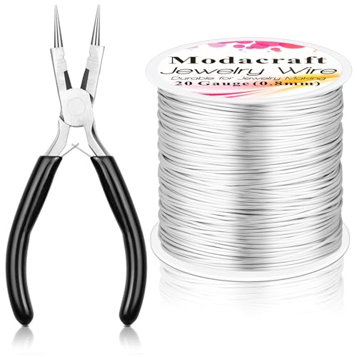 Image of 20 Gauge Silver Jewelry Making Wire with 4 in 1 Plier modacraft 82FT Craft Wire 0.8mm Tarnish Resistant Copper Wire Beading Wire for Jewelry Making Supplies and Crafting