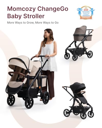 Image of Momcozy ChangeGo Baby Stroller, Convertible Single-to-Double-to-Wagon Stroller with 23 Configurations