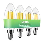 Lepro E14 Candle Bulb, A-Rated Ultra-efficient SES Bulb, 2.2W = 40W, 470lm, Warm White 2700K, 50000H Lifespan, Small Edison Screw, Clear Filament, Non-dimmable, Pack of 4