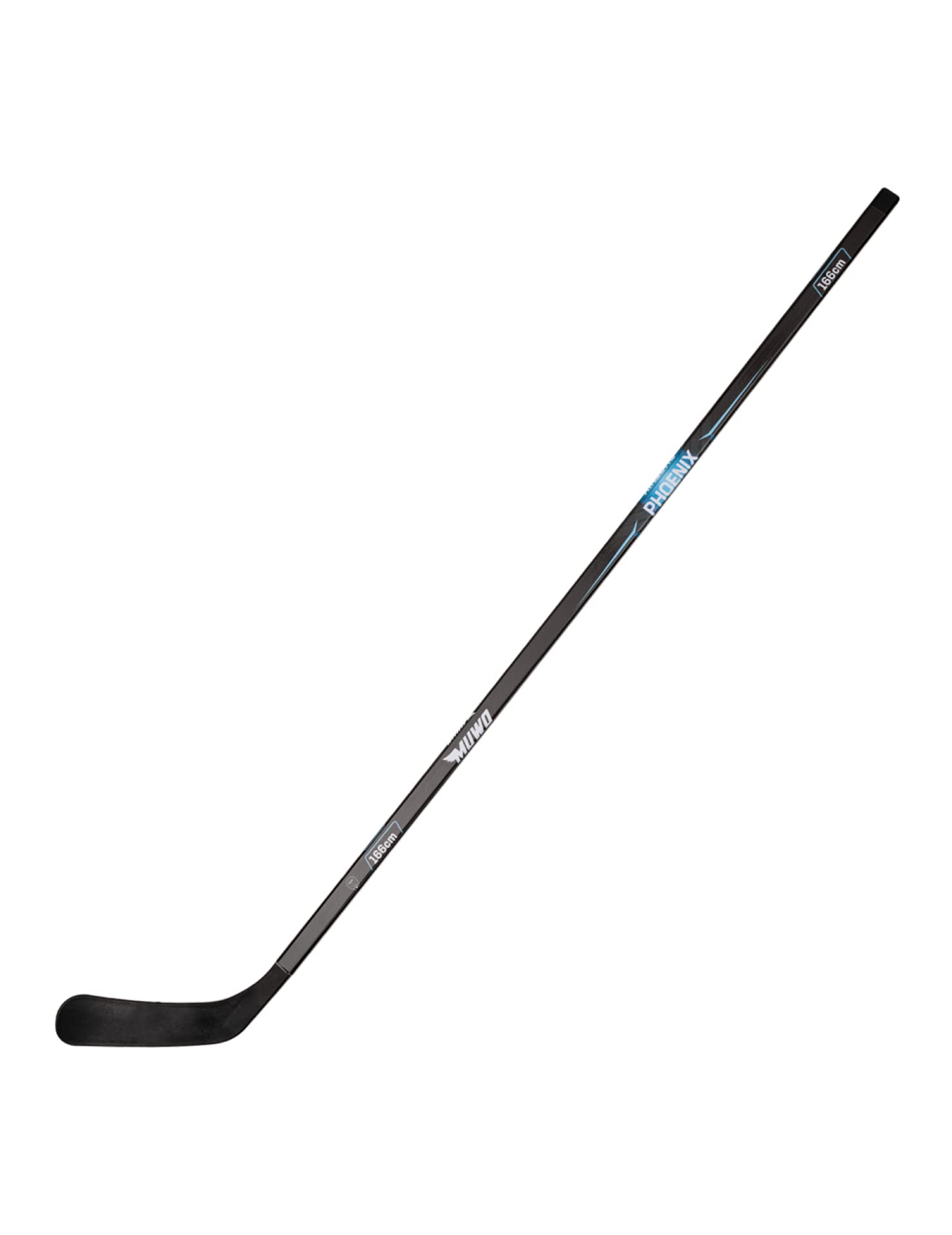 MUWO Mazza da hockey su ghiaccio per bambini, adolescenti, adulti, in legno di betulla per principianti ed esperti, nelle lunghezze 128, 148 e 166 cm, colore nero