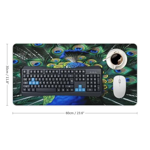 Blue Peacock Desk Mat Non-Slip Large Mouse Pad 60x30 cm miniatura 2