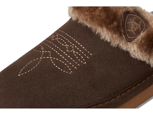 Image of ARIAT Women's Jackie Square Toe Warm Soft Genuine Suede Leather Indoor Outdoor Slippers with Plush Collar
