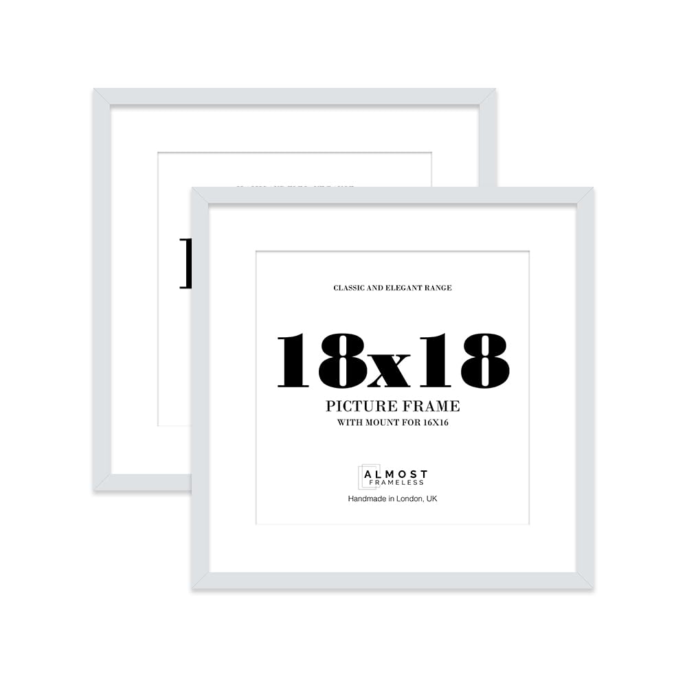 18x18 Light Grey Picture Frame with Mount for 16x16 Photos, Prints - Modern Square Wall Frame, Set of 2