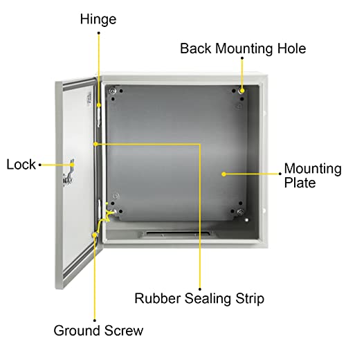 Vevor Nema Steel Enclosure, 16 X 16 X 6'' Nema 4X Steel Electrical Box, Ip66 Waterproof & Dustproof, Outdoor/Indoor Electrical Junction Box, With Mounting Plate #TOP7