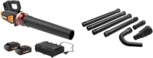 40V Turbine Cordless Leaf Blower Power Share with Brushless Motor - WG584 (Batteries & Charger Included) & WORX WA4092 Universal Gutter Cleaning Kit for Leaf Blowers