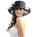 IL Caldo Women's Kentucky Derby Sun Hat Fascinator Flowers Wide Brim Gauze Hat Headdress