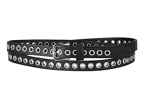 Allegra K Grommet Belt Leather Skinny Thin Waist Belts for Women Punk Rock Style