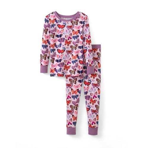 Little Sleepies Two-Piece Pajama Set for Boys & Girls, Soft Viscose from Bamboo Toddler Pajamas for Kids, Family Matching PJs, Butterfly Kisses, 7-8