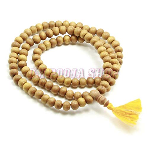 Om Pooja Shop Mala en bois de santal Blanc