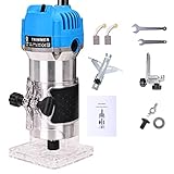 Elevon Wood Router, Laminate Milling Engraving Hand Machine Joiner Tool Electric Trimmer, 800W 110V Electic Woodworking Tools for Woodworking, Edge Guide and Roller Guide (11PCS)