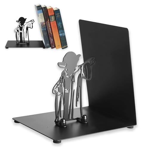 Maozyiltle Master Yoda Force Metal Bookend Black Metal Bookend Double-Sided Yoda Pattern Creative Gift for Star War Lovers Decor for Home Office & Kids Room (Master)
