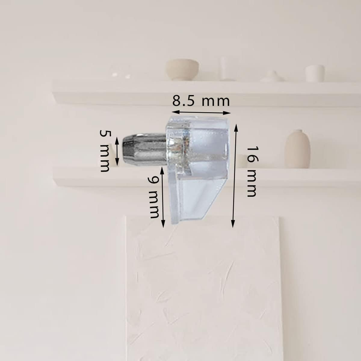 20 Pcs 5mm Clear Plastic Cabinet Shelf Support Pins, Clear Shelf Support Pegs, Shelf Pins Clear Shelf Support Pegs, Shelf Holder Replacement Peg, Shelf Holder Bracket Steel Pins