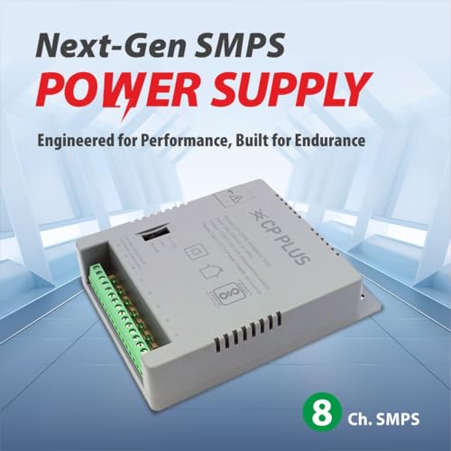 Image of CP PLUS 8-Channel CCTV Power Supply SMPS | 12V 5A High Efficiency Adapter with LED Indicators | EMI Filter|Overload & Short Circuit Protection|Use for Dome & Bullet Cameras| CP-DPS-PD08V2-12D