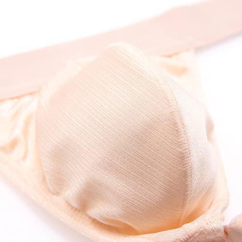 Men Bikini Briefs Elastic Waist Belt Bulge Pouch Fashion Design Smooth Lightweight Underwear Sexy Breathable Thongs Beige4
