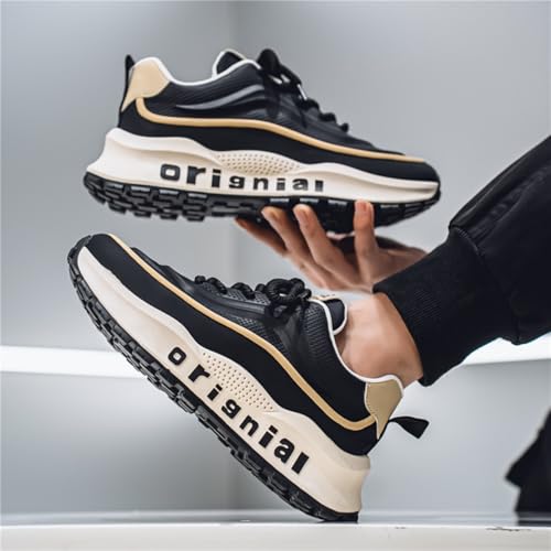 Mens Breathable Leather Lace Up Platform Sneakers Fashion Casual Non-Slip Shock Absorbing Heighten Walking Workout Dad Shoes3