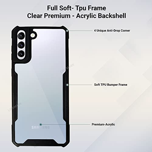 Image of LIRAMARK Transparent Clear Shock Proof Back Cover Case Designed for Samsung Galaxy S21 Plus (Black)