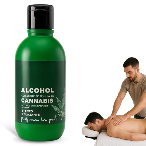 Los Mejores Productos de CBD para Dormir | Aceite de Marihuana | Cannabidiol 18 Alcohol de cannabis, Alcohol con aceite de semilla de Cannabis, Ideal para friegas y masajes, Nutre y perfuma la piel, Solución Tópica Natural para Masaje, Alivio Muscular y Articular, 250 ml