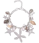 PH PandaHall Starfish Shell Anklet Bracelets Conch Starfish Faux Pearl Anklet Bracelet Charm Wome...