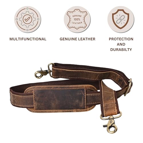 Autentico Premium Tan Leather Travel Bag Strap Adjustable Replacement Shoulder Strap Extra Wide Padded Design for Weekenders, Carry-Ons, Duffels Genuine Leather Comfort (Distress Brown)3