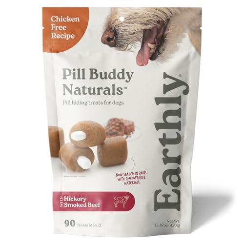 Presidio Earthly Pill Buddy Naturals - Beef Recipe Pill Hiding Treats for Dogs - Make A Perfect Pill Concealing Pocket Or Pouch for Any Size Medication - 90 Servings