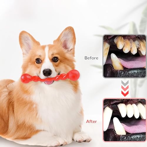 Mirrwin 2 Stück Hundespielzeug für Zähne, Hundespielzeug Wurfstick aus Gummi Gummispirale Kauknochen Robustes Kauspielzeug für Hunde Interaktiv für Kleine, Mittelgroße und Große Hunde, 18cm+28cm