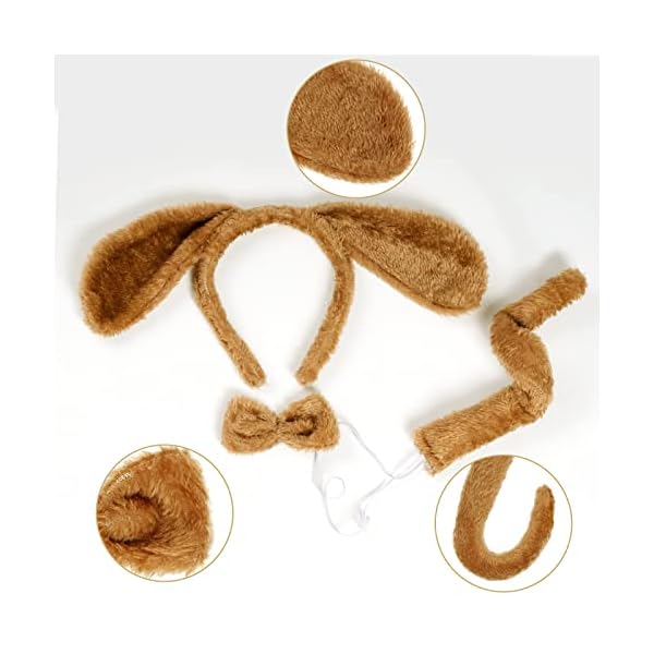Jmkcoz 6 pieces puppy dog ears headband bowtie tail for kids girls boys easter party halloween party christmas costume - image 4