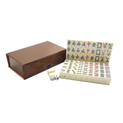 Mahjong Set, 144 fichas tamaño medio con caja de cuero miniatura 1