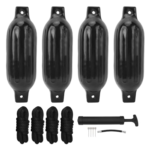Inflatable Boat Bumper Kit, Boat Dock Bumpers Set, Inflatable Ribbed Buoys Docking for Yacht Pontoon Fishing Boat Marine