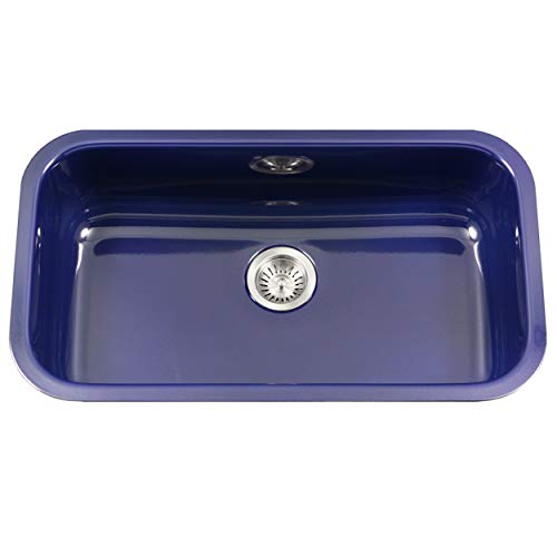 Houzer Porcela Porcelain Enamel Steel Undermount Single Bowl Kitchen Sink, Large, Navy Blue, Pcg-3600 Nb #TOP20