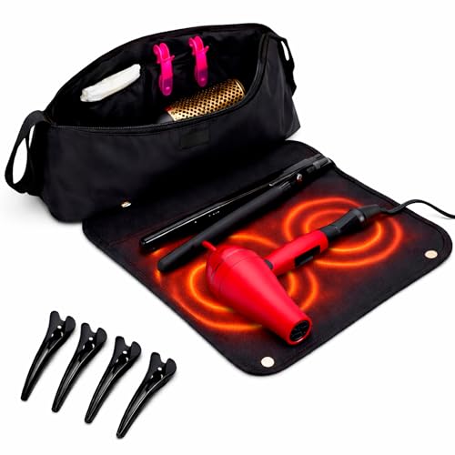 Bolso de viaje para herramientas de cabello y tapete resistente al calor miniatura 1