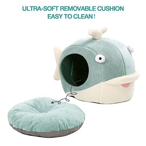 Cat Beds For Indoor Cats - Cat Bed Cave With Removable Washable Cushioned Pillow, Calming Cozy Soft Cat Cave, Cute Friendly Dolphin Cat Houses For Indoor Cats No Deformation Pet Bed, M #TOP6