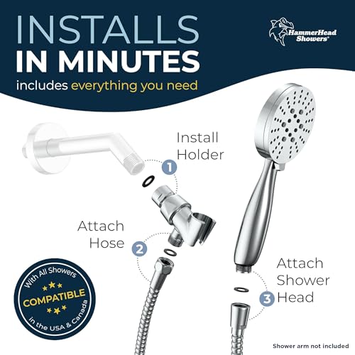 Hammerhead Showers 3F-HHS-CH-2.5 ® All Metal 3-Spray Handheld Shower Head thumb #6