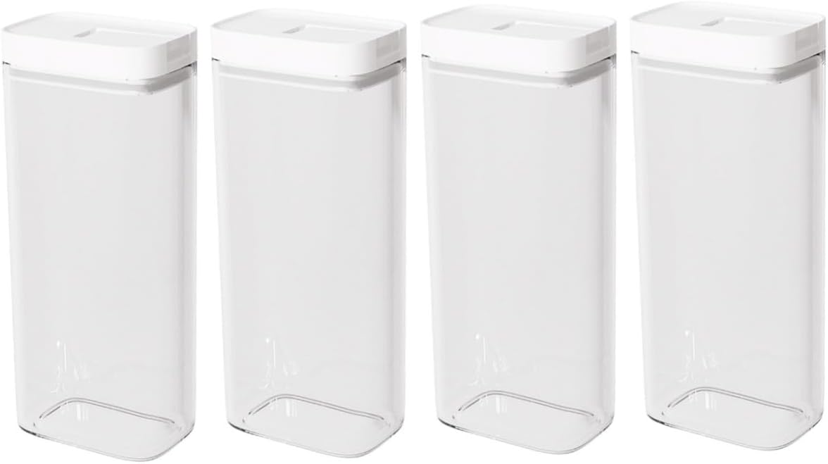 Garneck 4pcs Pasta Storage Container Sealed Canister Design for Pantry Organization Food Storage Jar for Noodles Spaghetti Rice