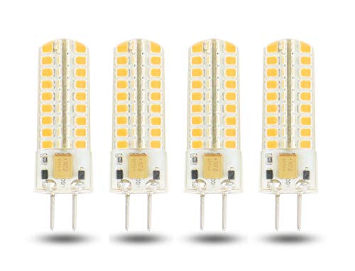 Lamsky GY6.35 G6.35 LED Light Bulb Dimmable,G6.35/GY6.35 Bi-pin Base 5W,AC/DC 12V Warm White 3000K,GY6.35 Base T4 JC Type 50W Halogen Replacement(Pack of 4)