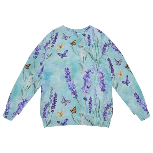 JUNZAN Rustic Lavender Turquoise Big Boys Sweatshirt Hoodie Crewneck Sweatshirt With Hoodie Camping 4T2