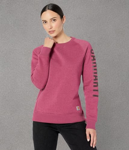Carhartt Relaxed Fit Midweight Crew Neck Block Logo Sleeve Graphic Sweatshirt Beet Red Heather SM2