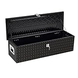 PrecisionAuto 39' Heavy Duty Aluminum Diamond Plated Truck Bed Tool Box, Low Profile Under Seat Storage Box with Lock, Waterproof & Weatherproof for Pickup, SUV, RV, Trailer - Black
