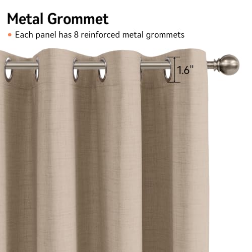 Image of Linen Look Total Blackout Curtains, Grommet, 50 inch W x 72 inch L, Burlywood Birch | Blackout Curtains for Bedroom 72 Inches Long, Thermal Insulated Curtains for Living Room, Room Darkening Drapes, 2 Panels