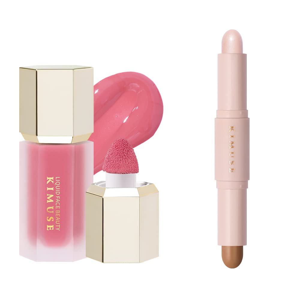 KIMUSE Soft Liquid Blush for Cheeks & 2 Color Dual Cream Contour Stick